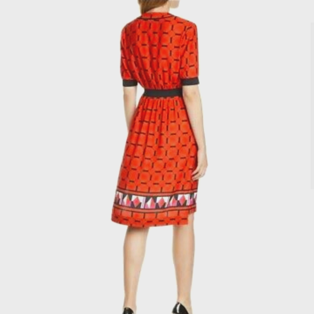 Ted Baker Bright Red Baker Valent Geo Print Zip Front Dress Tb 4/ Us 10 View 3